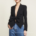 One Piece MOQ Black Blazers Factory Bow Formal Party Sexy Deep V Neck Women Suit